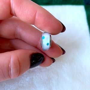 Light blue dot mute no glass Pandora bead